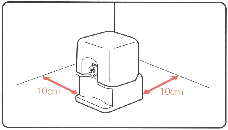 サーバーと壁との間隔が10cmあいている状態をあらわす図